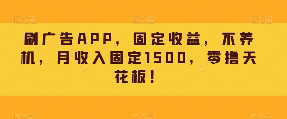 刷广告APP，固定收益，不养机，月收入固定1500，零撸天花板！ - 小毅网创-小毅网创
