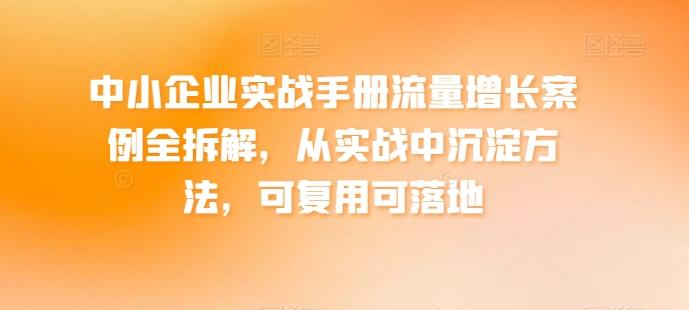 中小企业实战手册流量增长案例全拆解，从实战中沉淀方法，可复用可落地 - 小毅网创-小毅网创