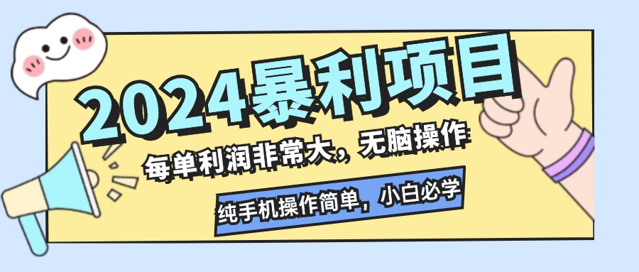 2024暴利项目，每单利润非常大，无脑操作，纯手机操作简单，小白必学项目 - 小毅网创-小毅网创
