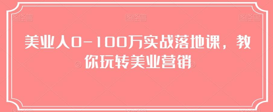 美业人0-100万实战落地课，教你玩转美业营销 - 小毅网创-小毅网创