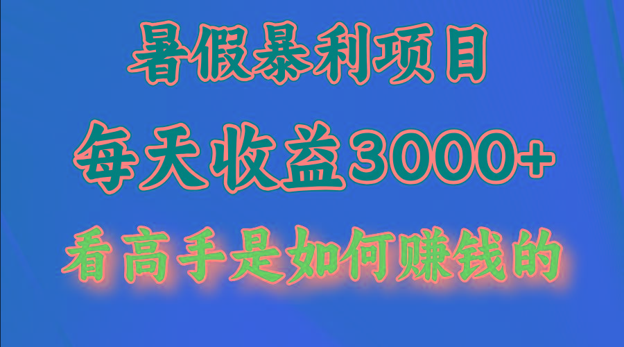暑假暴利项目，每天收益3000+ 努努力能达到5000+，暑假大流量来了 - 小毅网创-小毅网创