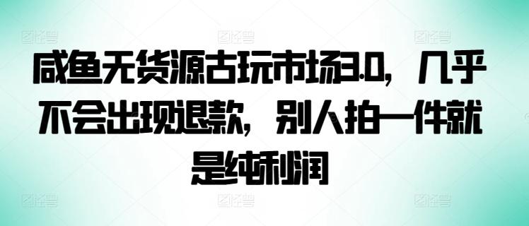 咸鱼无货源古玩市场3.0，几乎不会出现退款，别人拍一件就是纯利润【揭秘】 - 小毅网创-小毅网创