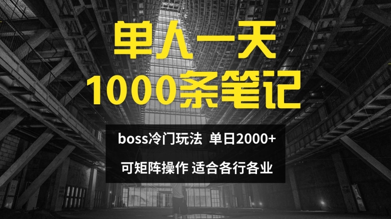 单人一天1000条笔记，日入2000+，BOSS直聘的正确玩法【揭秘】 - 小毅网创-小毅网创