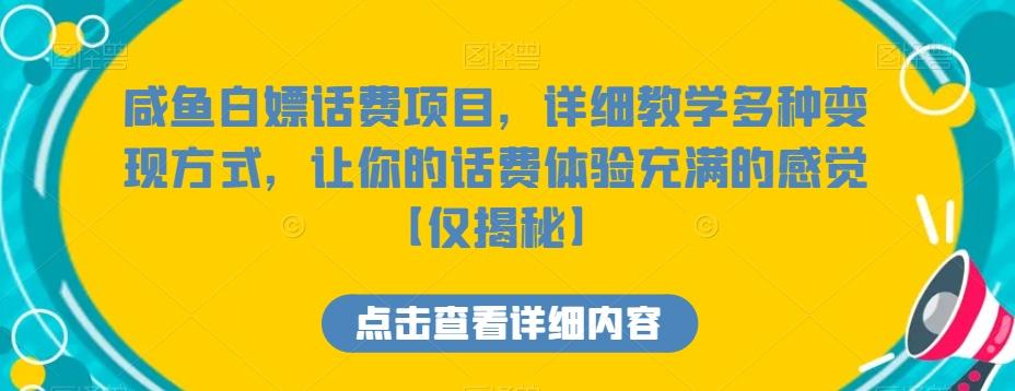 咸鱼白嫖话费项目，详细教学多种变现方式，让你的话费体验充满的感觉【仅揭秘】 - 小毅网创-小毅网创