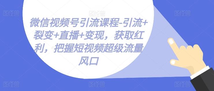 微信视频号引流课程-引流+裂变+直播+变现，获取红利，把握短视频超级流量风口 - 小毅网创-小毅网创