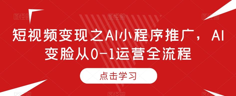 短视频变现之AI小程序推广，AI变脸从0-1运营全流程 - 小毅网创-小毅网创