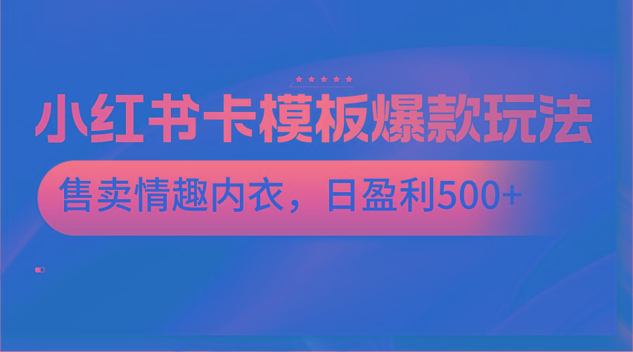 小红书卡模板爆款玩法，售卖情趣内衣，日盈利500+ - 小毅网创-小毅网创