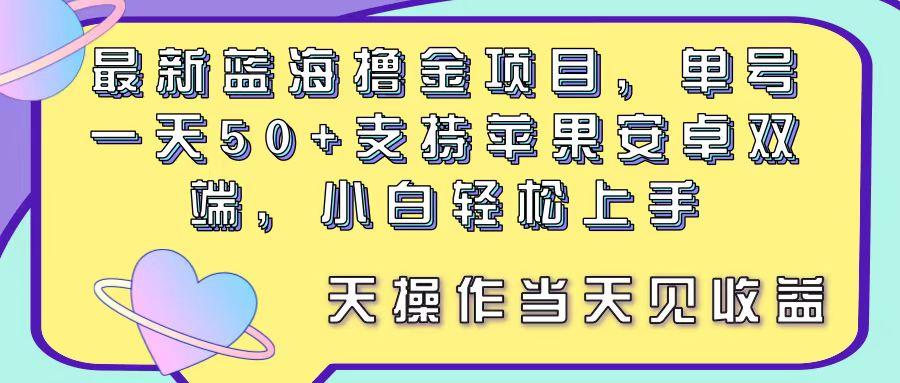 最新蓝海撸金项目，单号一天50+， 支持苹果安卓双端，小白轻松上手 当... - 小毅网创-小毅网创