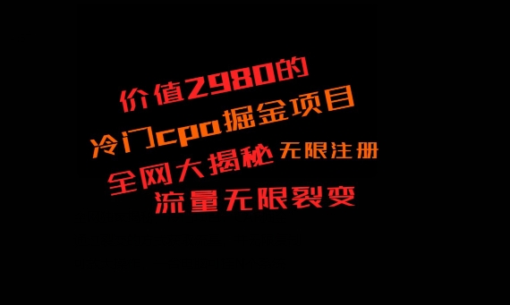 价值2980的CPA掘金项目大揭秘，号称当天收益200+，不见收益包赔双倍-小毅网创