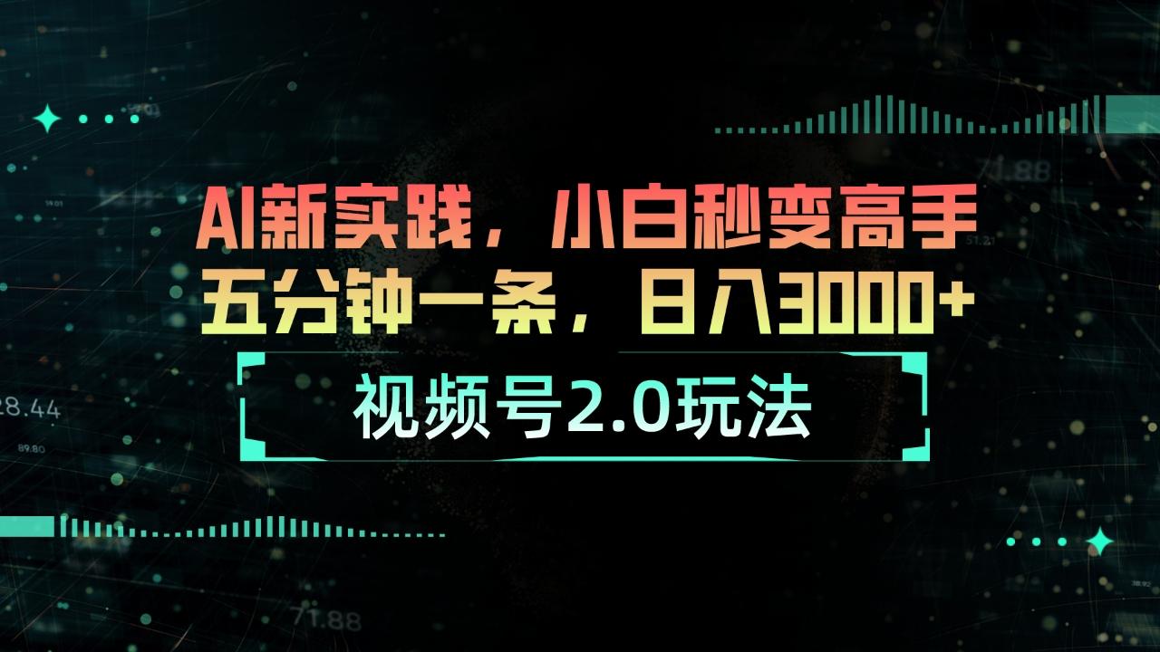 视频号2.0玩法 AI新实践，小白秒变高手五分钟一条，日入3000+ - 小毅网创-小毅网创