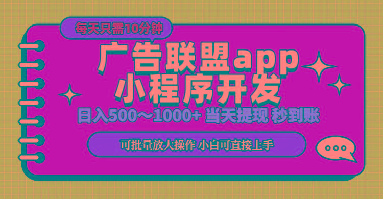 小程序开发 广告赚钱 日入500~1000+ 小白轻松上手！ - 小毅网创-小毅网创