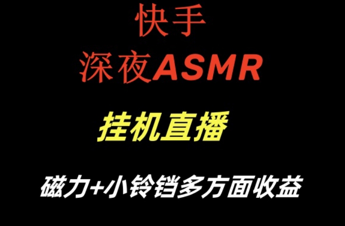 快手深夜ASMR挂机直播，磁力+小铃铛收益(附带工具和5G素材)【揭秘】 - 小毅网创-小毅网创