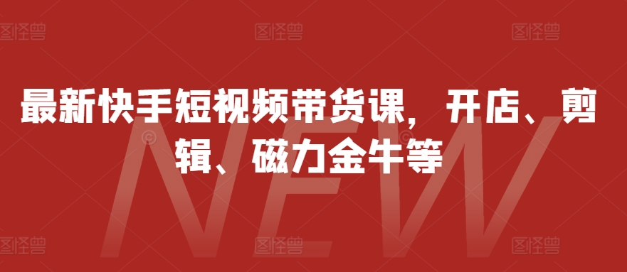 最新快手短视频带货课，开店、剪辑、磁力金牛等-小毅网创
