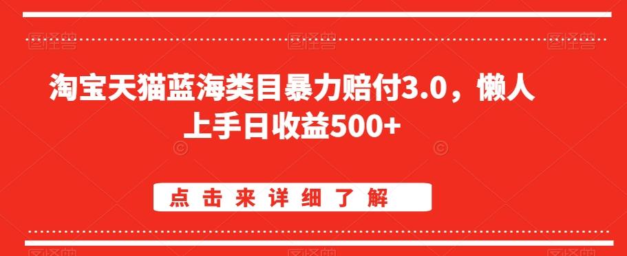 淘宝天猫蓝海类目暴力赔付3.0，懒人上手日收益500+【仅揭秘】 - 小毅网创-小毅网创