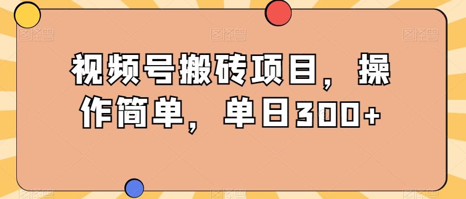 视频号搬砖项目，操作简单，单日300+-小毅网创