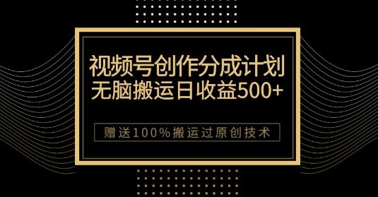最新视频号创作分成计划，无脑搬运一天收益500+，100%搬运过原创技巧【揭秘】-小毅网创