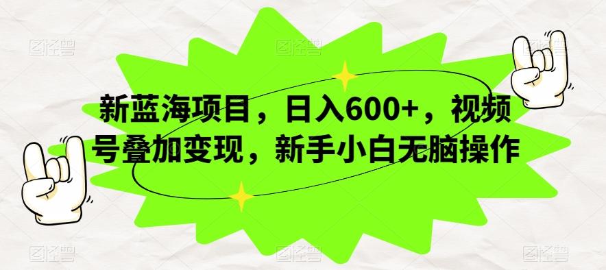 新蓝海项目，日入600+，视频号叠加变现，新手小白无脑操作【揭秘】-小毅网创