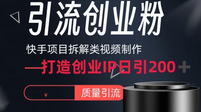 快手项目拆解类视频详细制作流程打造个人IP，单日引流200+高质量创业粉【揭秘】 - 小毅网创-小毅网创