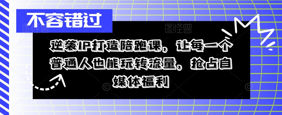 逆袭IP打造陪跑课，让每一个普通人也能玩转流量，抢占自媒体福利 - 小毅网创-小毅网创