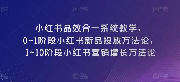 小红书品效合一系统教学，​0~1阶段小红书新品投放方法论，​1~10阶段小红书营销增长方法论-小毅网创