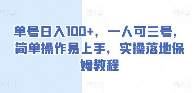 单号日入100+，一人可三号，简单操作易上手，实操落地保姆教程【揭秘】 - 小毅网创-小毅网创