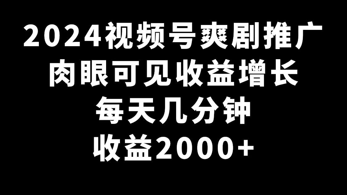 2024视频号爽剧推广，肉眼可见的收益增长，每天几分钟收益2000+-小毅网创