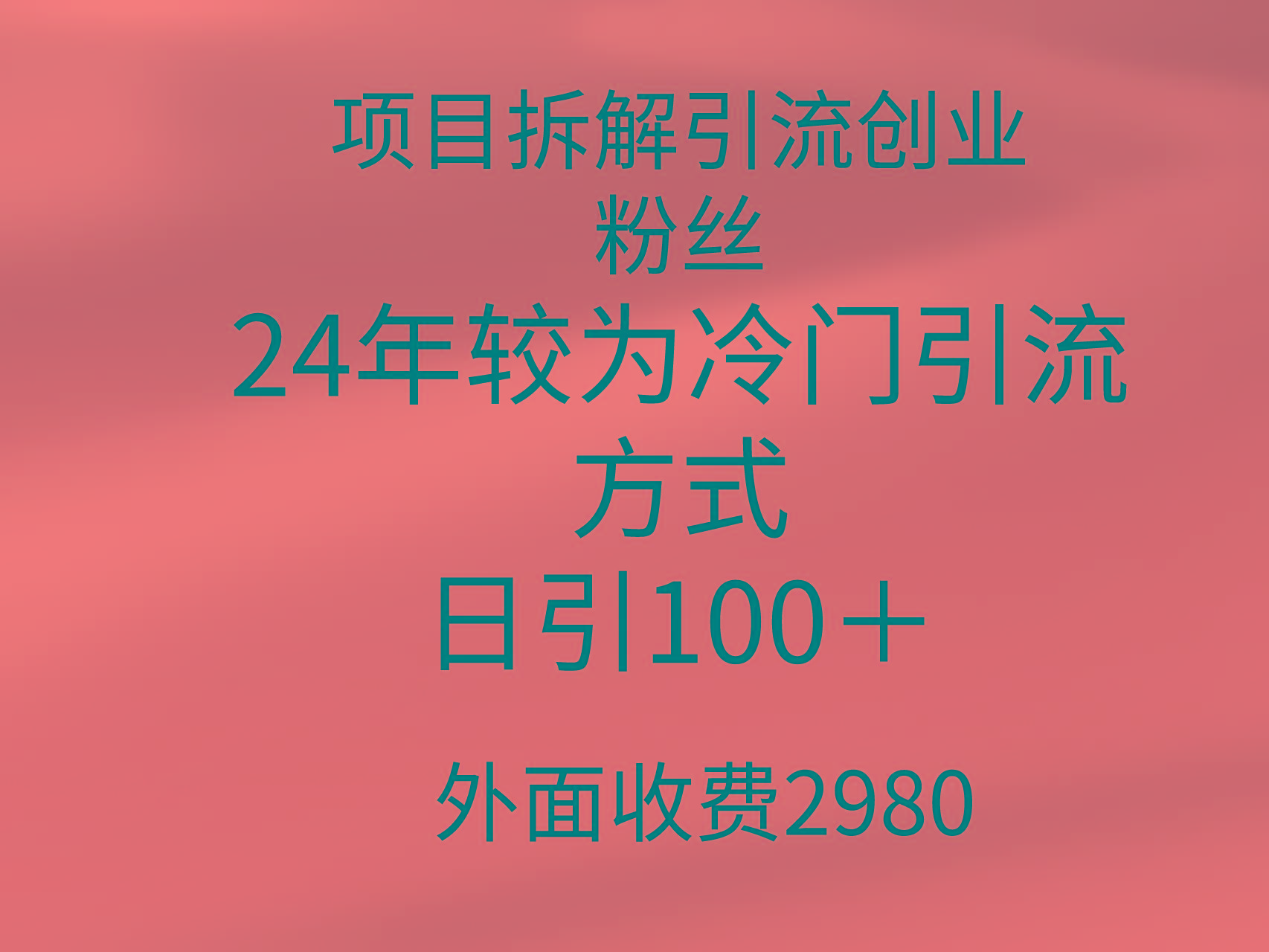 (9489期)项目拆解引流创业粉丝，24年较冷门引流方式，轻松日引100＋-小毅网创
