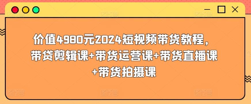 价值4980元2024短视频带货教程，带贷剪辑课+带货运营课+带货直播课+带货拍摄课 - 小毅网创-小毅网创