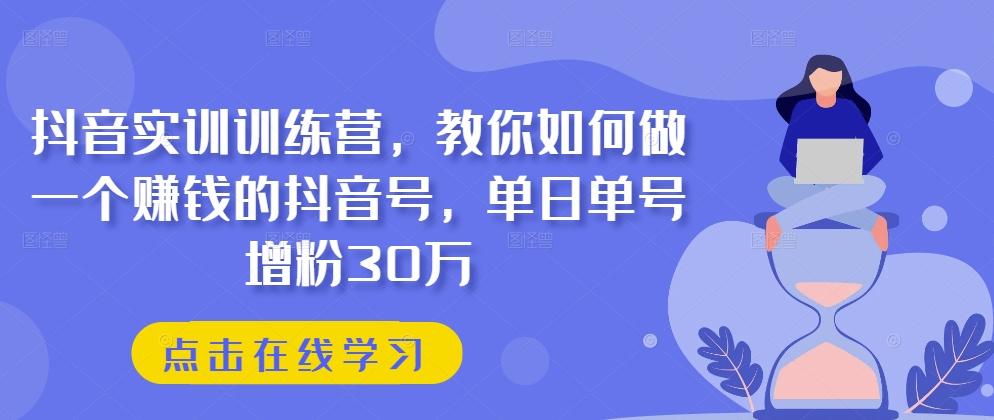 抖音实训训练营，教你如何做一个赚钱的抖音号，单日单号增粉30万 - 小毅网创-小毅网创
