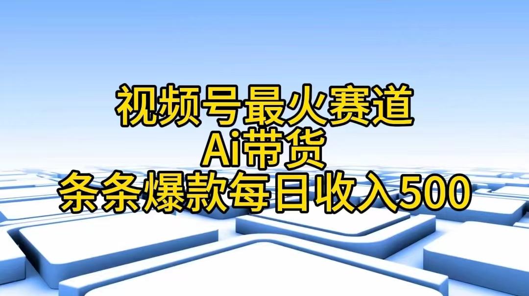 视频号最火赛道——Ai带货条条爆款每日收入500-小毅网创