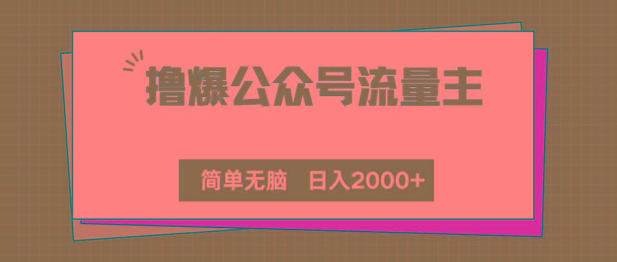撸爆公众号流量主，简单无脑，单日变现2000+ - 小毅网创-小毅网创