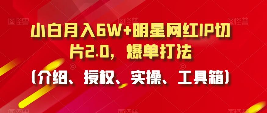 小白月入6W+明星网红IP切片2.0，爆单打法(介绍、授权、实操、工具箱)【揭秘】 - 小毅网创-小毅网创