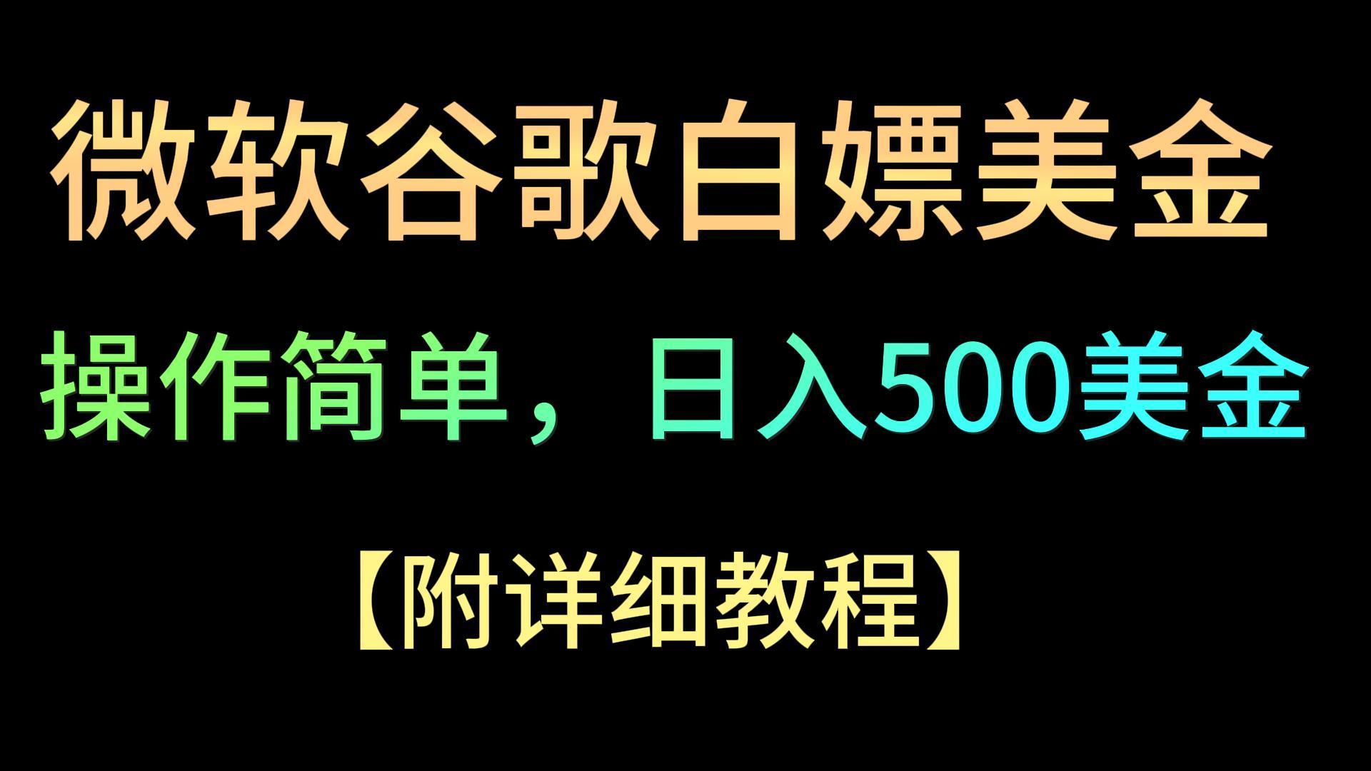 微软谷歌项目3.0，轻松日赚500+美金，操作简单，小白也可轻松入手！-小毅网创