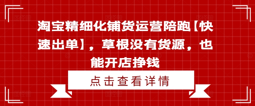 淘宝精细化铺货运营陪跑【快速出单】，草根没有货源，也能开店挣钱 - 小毅网创-小毅网创