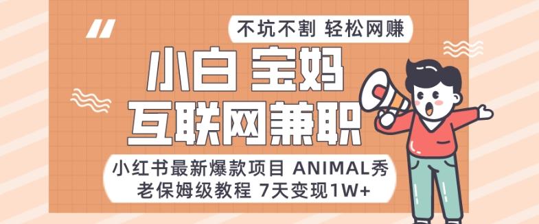 小红书最新爆款项目Animal秀，老保姆级教程，7天变现1w+【揭秘】 - 小毅网创-小毅网创