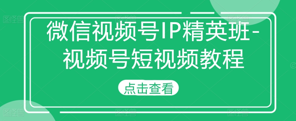 微信视频号IP精英班-视频号短视频教程 - 小毅网创-小毅网创