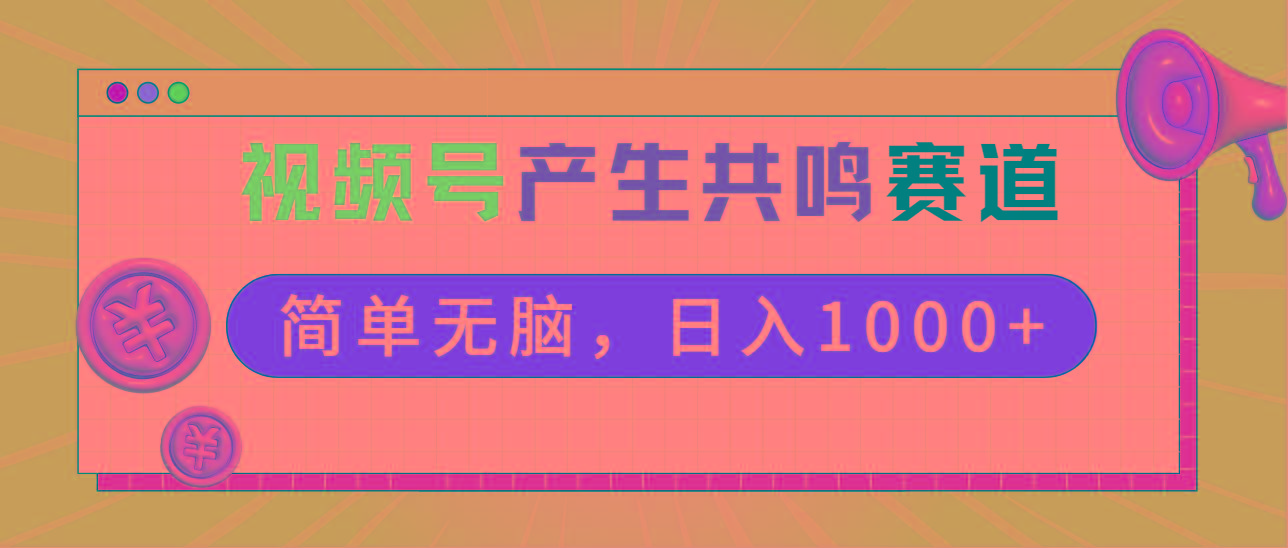 2024年视频号，产生共鸣赛道，简单无脑，一分钟一条视频，日入1000+ - 小毅网创-小毅网创