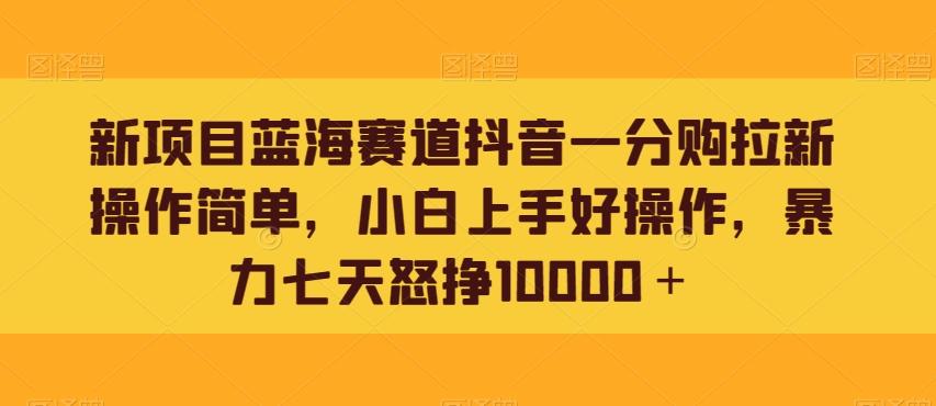 新项目蓝海赛道抖音一分购拉新操作简单，小白上手好操作，暴力七天怒挣10000＋ - 小毅网创-小毅网创