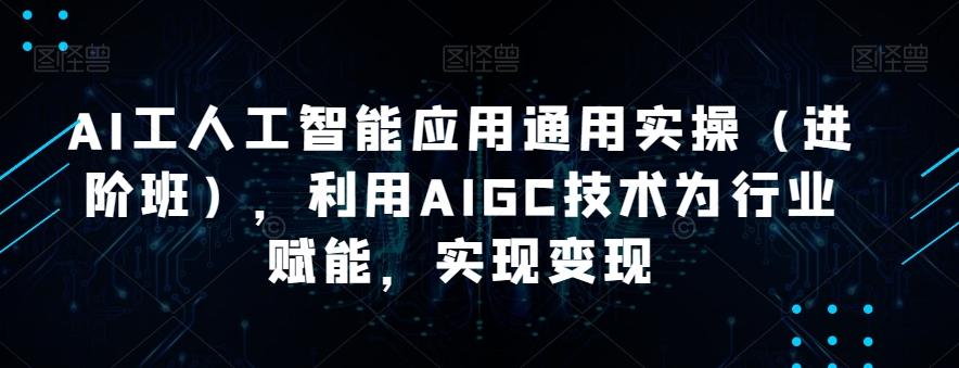 AI工人工智能应用通用实操（进阶班），利用AIGC技术为行业赋能，实现变现-小毅网创