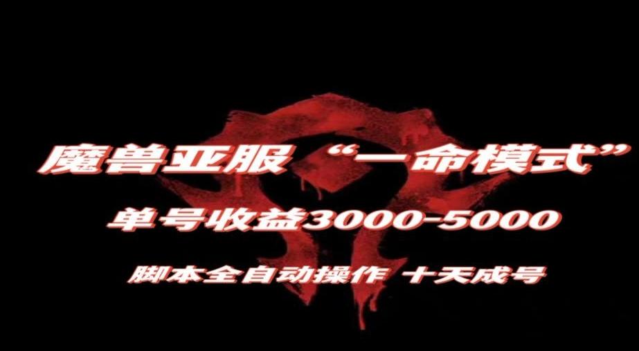 魔兽亚服一命模式，10天成号-单号3千-5千，脚本全自动操作，保姆级教学【揭秘】-小毅网创