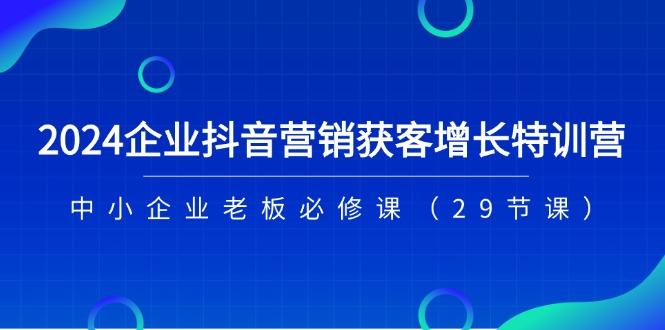 2024企业抖音-营销获客增长特训营，中小企业老板必修课(29节课 - 小毅网创-小毅网创