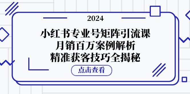 小红书专业号矩阵引流课，月销百万案例解析，精准获客技巧全揭秘 - 小毅网创-小毅网创