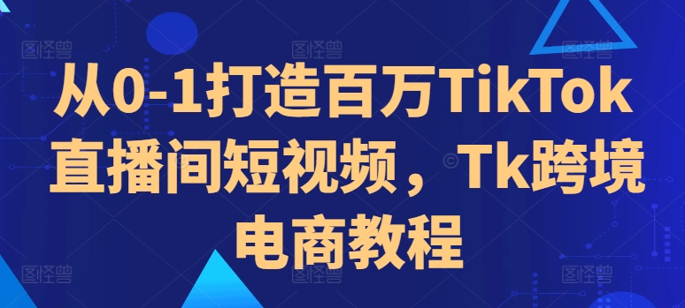 从0-1打造百万TikTok直播间短视频，Tk跨境电商教程 - 小毅网创-小毅网创