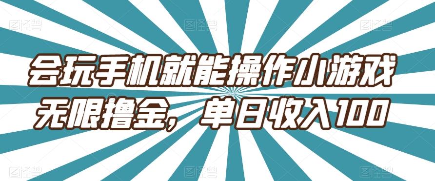 会玩手机就能操作小游戏无限撸金，单日收入100 - 小毅网创-小毅网创