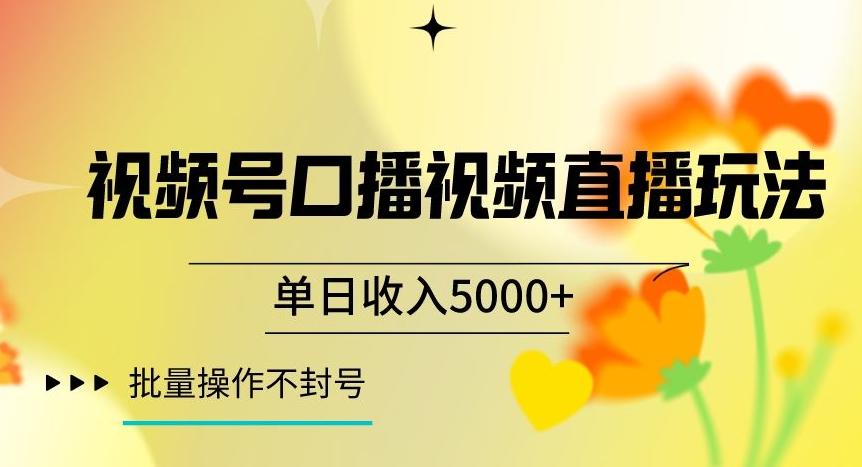 视频号囗播视频直播玩法，单日收入5000+，批量操作不封号【揭秘】-小毅网创