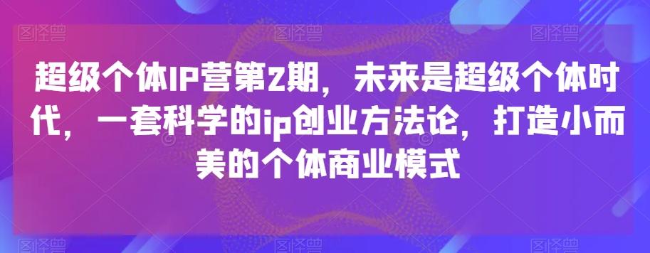 超级个体IP营第2期，未来是超级个体时代，一套科学的ip创业方法论，打造小而美的个体商业模式 - 小毅网创-小毅网创