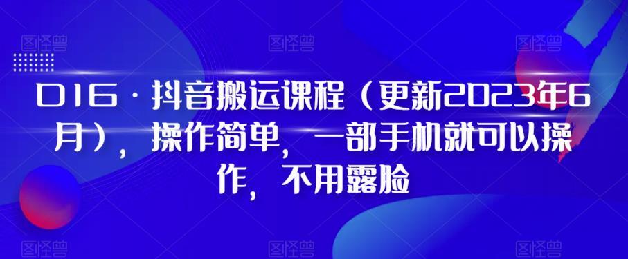 D1G·抖音搬运课程（更新2023年12月），操作简单，一部手机就可以操作，不用露脸-小毅网创
