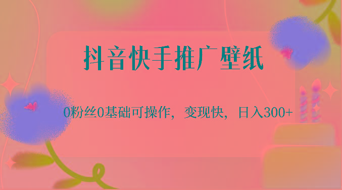 抖音快手推广壁纸，0粉丝0基础可操作，变现快，日入300+ - 小毅网创-小毅网创