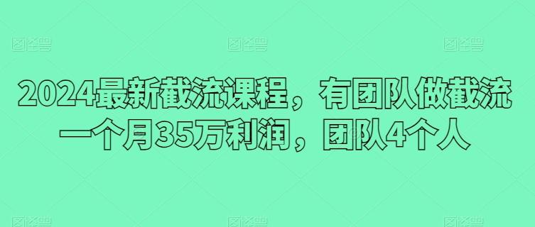 2024最新截流课程，有团队做截流一个月35万利润，团队4个人 - 小毅网创-小毅网创