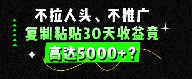 不拉人头、不推广，复制粘贴30天收益竟高达5000+？ - 小毅网创-小毅网创